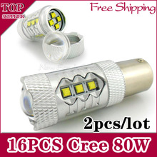 Free Shipping 2pcs 1pair 1156 BA15S 80W High Power Led cree p21w Car Turn Signal Tail Brake Lights Bulbs 2024 - buy cheap