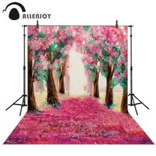 Allenjoy telón primaveral fotografía flores rosadas árbol arte con hojas pintura sesión fotográfica boda photophone fondo de estudio de fotografía 2024 - compra barato