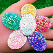 8PCS MIX 30mm*40mm AB Resin Oval flower Flatback Rhinestone Wedding Crafts DIY 2024 - buy cheap