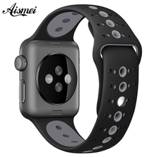 Ремешок силиконовый для Apple Watch Band 42 мм 38 мм, спортивный резиновый браслет для Apple Watch, iwatch band 3/2/1 2024 - купить недорого