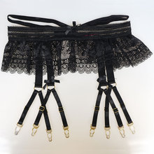 Sexy Garters Black Red Lace Women Sexy Suspender Belts Female Bow 8 Straps Gold Metal Buckles Garter Belts for Stockings GA1141 2024 - buy cheap
