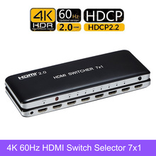 Conmutador HDMI 2,0 con mando a distancia inalámbrico IR, 7 puertos, 7x1, 4x1, HDCP 2,2, HDR, 3D, para XBOX 4K, 60Hz 2024 - compra barato