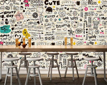 3d обои beibehang с рисунком, настенные Мультяшные 3d обои с буквами, линиями, фоном для ресторана, домашний декор 2024 - купить недорого