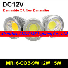 Alta Luminosa Lâmpadas MR16 Dimmable Levou Luz Quente/Branco DC12V 9 W 12 W 15 W MR16 COB LEVOU lâmpada de luz MR16 led Spotlight 2024 - compre barato