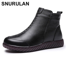 SNURULAN 2018 Thick Plush Women Snow Boots Winter Warm Flat Shoes Comfortable Genuine Leather Ankle Boots Female E023 2024 - buy cheap
