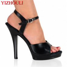 High-heeled sandal platform women 2018 summer sexy sandals 13cm classic lacquer glossy black heels 2024 - buy cheap