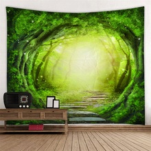 Tapiz gpsychelic colgante de pared verde árbol tapiz paisaje impresión para el hogar Decoración para pared tamaño grande Hippie barato 2024 - compra barato