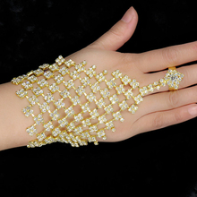 Luxury Crystal Bride Wedding Gloves Fashion Classic Gold Silver Color Hand Chain Bridal Glove Bracelets Wedding Accessories 2024 - buy cheap