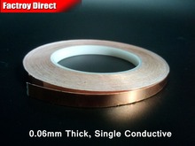 (10mm * 30M * 0,06mm), cinta de lámina de cobre conductora eléctrica de una sola cara adhesiva para la radiación EMI EMC Shield Mask 2024 - compra barato