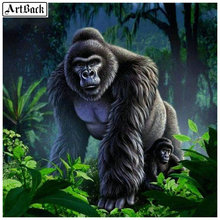 5d diy pintura gorila, king kong, broca quadrada completa, bordado de diamante, 3d, mosaico de diamante redondo, adesivo de parede, animal 2024 - compre barato