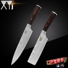 XYj Japanese Stainless Steel Kitchen Knives Imitation Damascus Pattern Chef Knife Sharp Santoku Cleaver Slicing Utility Knives 2024 - buy cheap