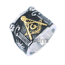 Wholesale Silver Gold Masonic Ring Stainless Steel Jewelry Classic  Freemasonry Mason Sun Mens Ring SWR0019GA 2024 - buy cheap