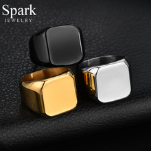 Anel de símbolo personalizado spark, anel de aço inoxidável com nome personalizado, anel feminino quadrado de casamento, presente de aniversário 2024 - compre barato