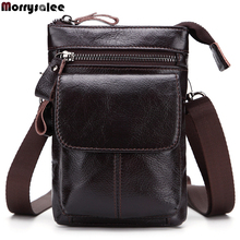 Men's Waist Bag Leather Belted Mobile Phone Bag Waist Packs Three-dimensional Bags Genuine Leather Cow Leather Pillow Fashion 2024 - buy cheap