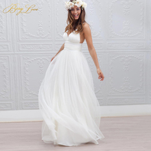 Ivory/White V Neck Wedding Dress Sexy Spaghetti Straps Empire Open Back Bridal Gown Wide Waist Belt Beach Wedding Bride Dress 2024 - buy cheap
