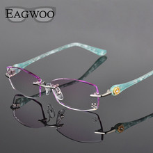 Metal Alloy Eyeglasses Women Rimless Prescription Reading Myopia Color MR-8 Diamond Glasses Frameless Orange Spectacle 258031 2024 - buy cheap