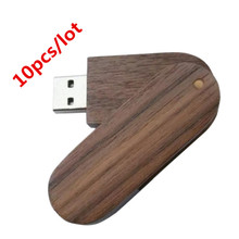 Custom LOGO 10 pcs/lot New Personalized Walnut Swivel USB Flash Drive- Free Engraving (512MB 1GB 2GB 4GB 8GB 16GB 32GB) 2024 - buy cheap