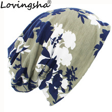 Lovingsha chapéu touca-de-cabeça fina ht105, chapéus com design floral para mulheres e homens, cachecol multifuncional da moda para outono e inverno 2024 - compre barato