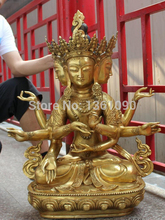 Xd 00892-estatua de Buda de 32 ", Tibet, bronce dorado, 4 cabezas, 8 brazos, Ushnishavijaya, nangyalma 2024 - compra barato