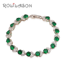 ROLILASON Graceful Green crystal zircon Silver Bracelets for women Silver Fashion jewelry High quality TB532 2024 - buy cheap