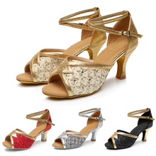 Shoes for Latin Dance Women Latin Dance Ladies Girls Dance Sneaker Gold Black Lace Salsa Shoes Gold Ballroom Dancing Shoes A08-1 2024 - buy cheap