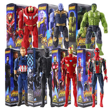 Bonecos vingadores de 29cm, série de heróis de titã, thanos, aranha de ferro, capitão américa, pantera preta, homem de ferro, brinquedos, figura de pvc 2024 - compre barato