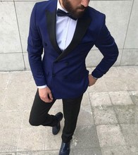 Custom Made Groomsmen Groom Tuxedos Peak Black Lapel Men Suits 2 Pieces Wedding Best Man Bridegroom ( Jacket+Pants+Tie )C608 2024 - buy cheap