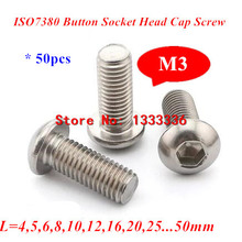 Tornillos de cabeza redonda ISO7380 M3 de acero inoxidable 304 A2, perno hexagonal con cabeza de botón, x 4 M3/5/6/8/10/12/16/20-30mm, 50 Uds. 2024 - compra barato