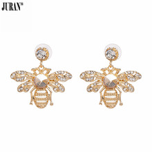 JURAN New Design Chic Fashion Metal Crystal Statement Bee Earrings Charm Trendy Women Party Drop Earrings Elegant Insect Jewelry 2024 - buy cheap