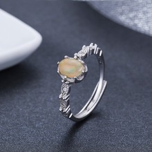 Женское овальное кольцо с натуральным опалом из стерлингового серебра 925 пробы, обручальное кольцо с камнем, Ювелирное кольцо aneis Anelli 2024 - купить недорого
