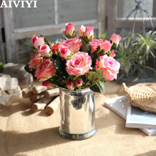 Flores artificiales de alta calidad, flor de rayón Rosa realista, decoración de boda para el hogar 2024 - compra barato