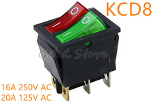 1PCS KCD8 6PIN 16A 250V Double Light Switch Rocker Switch Waterproof ON-OFF Boat Power Switch Red+Green 2024 - купить недорого