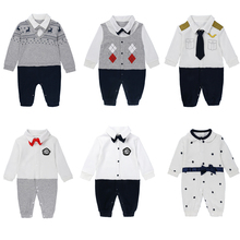 new born baby clothes baby boy long sleeve romper 2018 fashion captain style infant bebes jumpsuit overalls for 3-18 month 2024 - buy cheap