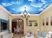 Céu azul e nuvem teto do quarto sala de estar personalizado 3d mural papel de parede decoração de casa em estilo europeu 2024 - compre barato