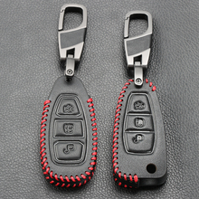 Car Styling Leather Key Remote Key Fob Case Cover Keychain for Ford Fiesta Focus 3 4 MK3 MK4 Mondeo Ecosport Kuga Focus ST 2024 - купить недорого