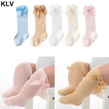 Calcetines de algodón con lazo para bebé y niña, medias hasta la rodilla, de malla, para primavera y verano, 0 a 2 años 2024 - compra barato