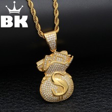 THE BLING KING Custom Purse Necklace Hip Hop Full Iced Out Cubic Zirconia gold sliver CZ Stone 2024 - buy cheap