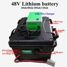 Batería de iones de litio de 48V, 60Ah, 80ah, 100ah, 120ah, con pantalla de porcentaje para RV, caravana, barco eléctrico, sistema Solar + cargador de 10A 2024 - compra barato