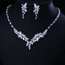 LUXURY BEST QUALITY BRILLIANT CRYSTAL ZIRCON DROP EARRINGS AND NECKLACE DINNER JEWELRY SET WEDDING DRESS ACCESSARIES 2024 - buy cheap