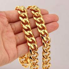 12mm Wide Hip Hop Men Necklace Chains Fashion Solid Gold Color Filled Curb Cuban Long Necklace DIY Chain Charm Unisex Jewelry 2024 - buy cheap