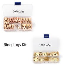 70/150Pcs Cold Naked Terminal Kit Non-Insulated Ring Lugs Eyes Copper Electrical Wire Circular Splice Crimp Cable Connector Kit 2024 - buy cheap