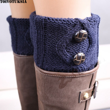 TOIVOTUKSIA Knit Boot Cuffs Buttons Crochet Boot Toppers Thermal Boot Covers Reversible Women Boot Cuffs Socks 2024 - buy cheap