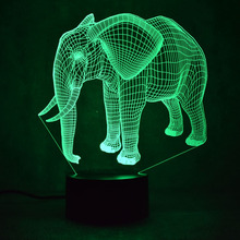 New Elephant 3d Led Small Night Light Smart Home Usb Kids Lamp Children Toys Lovely 7 color change 3D Lamp 2024 - buy cheap