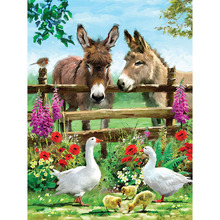 Broca completa quadrado diamante 5d diy pintura diamante "burro & cisnes" diamante bordado ponto cruz pintura mosaico kbl 2024 - compre barato