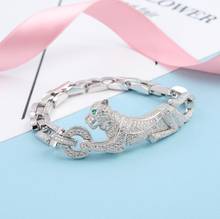 Hot Brand Pure 925 Sterling Silver Jewelry For Women Panther Bangle Full Stone Leopard Bangle Wedding Jewelry Big Chain Bracelet 2024 - buy cheap