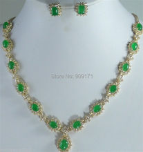 Free Shipping>>>>Jewelry green stone necklace & earring set 2024 - buy cheap