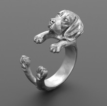 Handmade beagle dog ring in oxidized high quality best selling animal ring 2024 - buy cheap