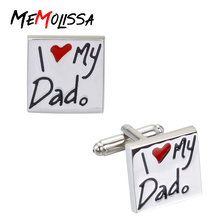 Memolissa eu amo meu pai abotoaduras de cobre forma quadrada manguito links para pai masculino camisa francesa jóias filha presente íntimo 2024 - compre barato