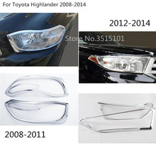 Автомобильная передняя фара, рама лампы, ABS хромированная крышка, отделка 2 шт. для Toyota Highlander 2008 2009 2010 2011 2012 2013 2014 2024 - купить недорого