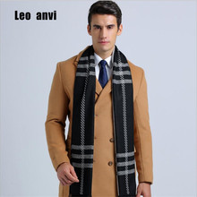 Leo anvi cachecol xadrez de algodão masculino, lenço de caxemira quente para inverno, lenço de luxo para homens de negócios 2024 - compre barato